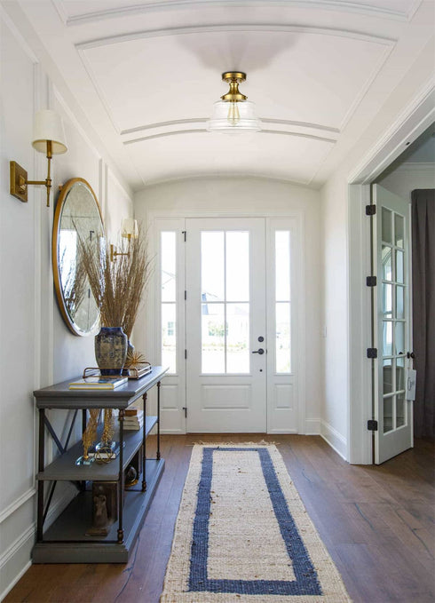 Modern Brass Schoolhouse Semi Flush Ceiling Lights Hallway